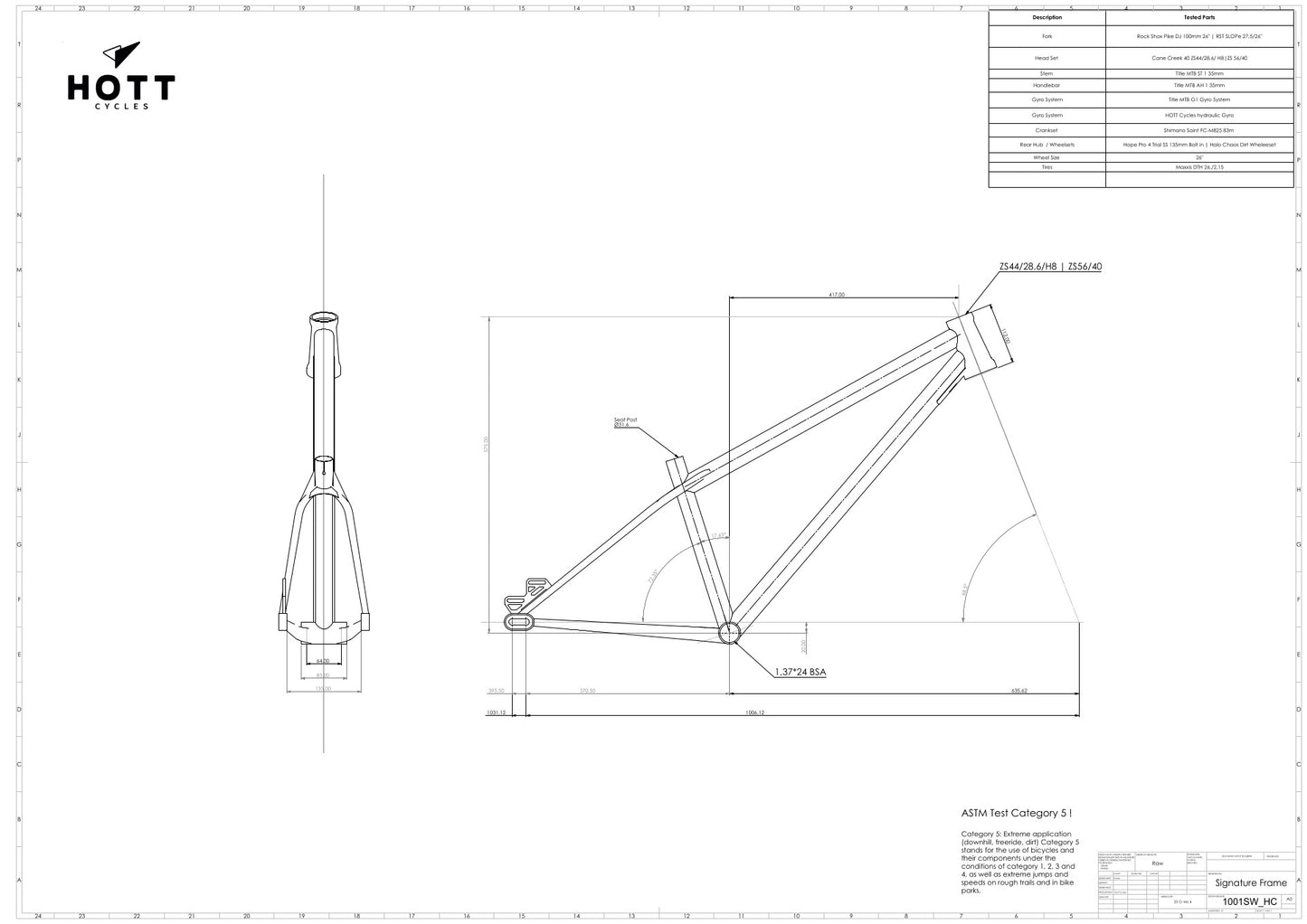 Dirtjump Bike, Geometriedaten ,Dirtjumpframe, geometry data