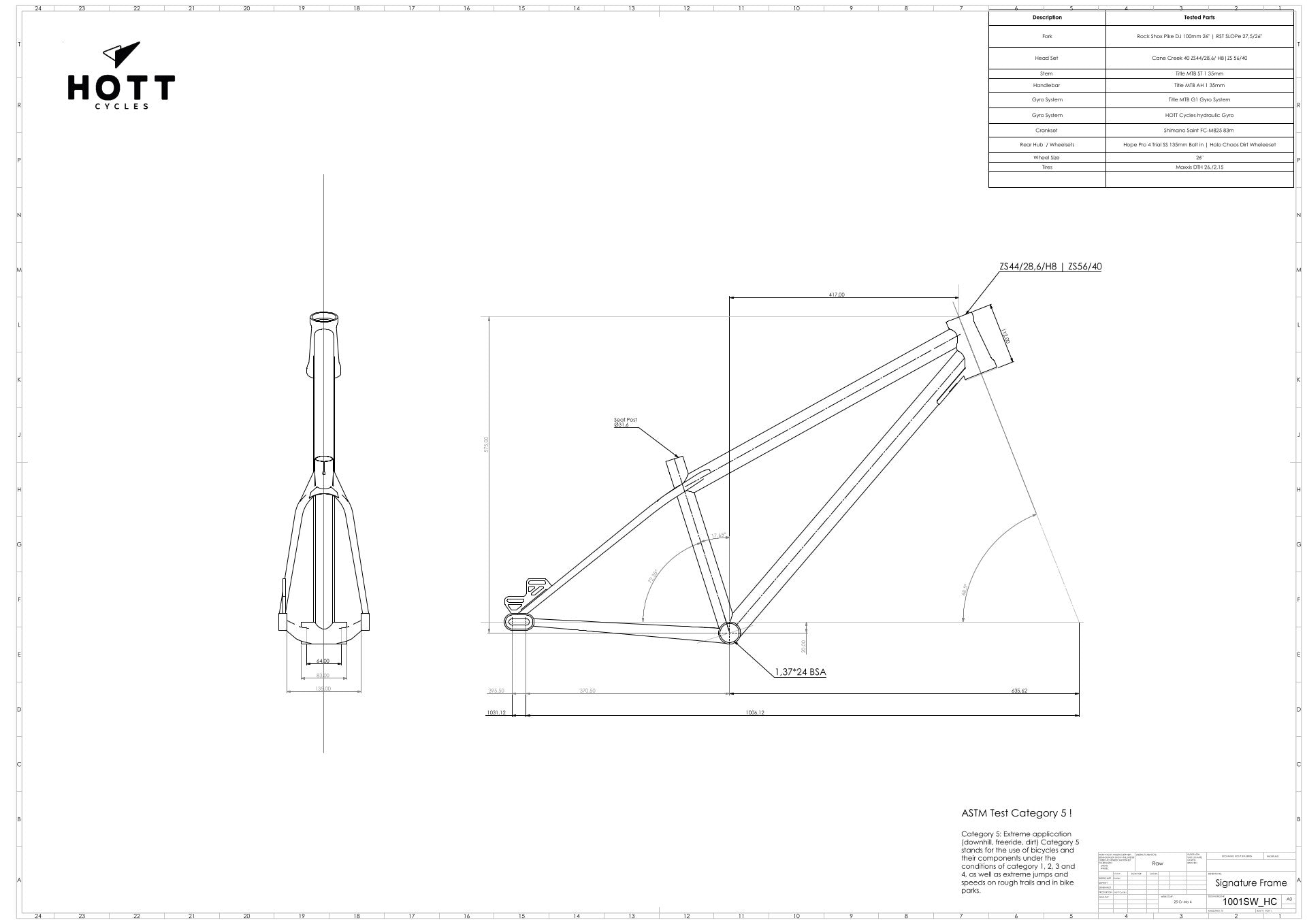 Dirtjump Bike,  Geometriedaten ,Dirtjumpframe, geometry data